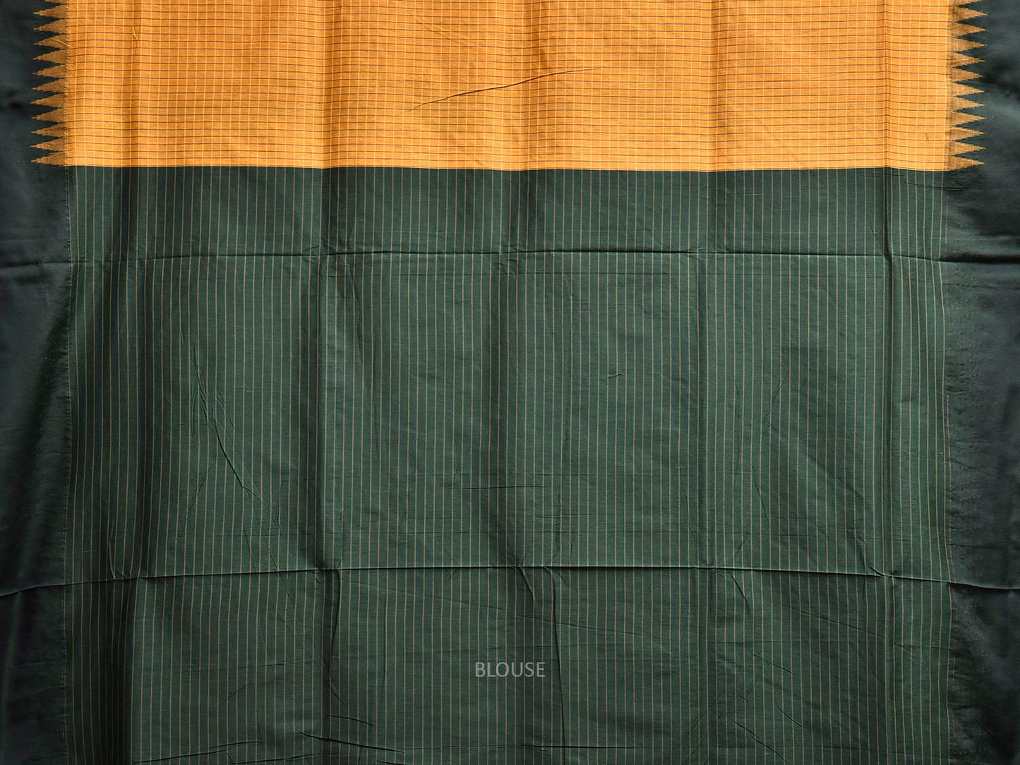 Mustard and Green Gadwal Cotton Viscose Saree with Checks and Pallu Design g0549