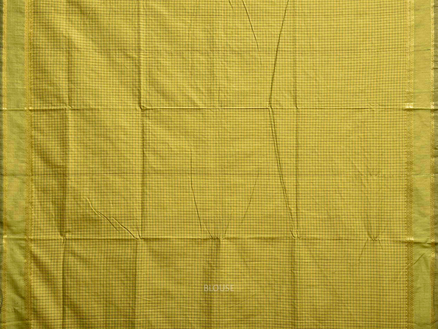 Light Green Gadwal Cotton Viscose Saree with Checks and Border Design g0554