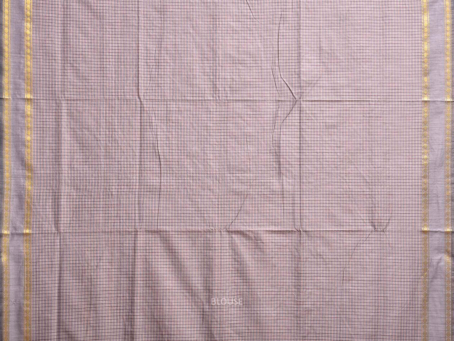 Light Grey Gadwal Cotton Viscose Saree with Checks and Border Design g0557