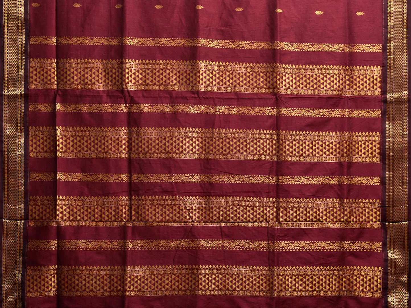 Maroon Gadwal Cotton Viscose Saree with Small Buta and Pallu Design g0565