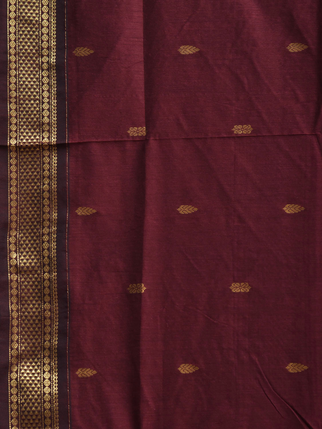 Maroon Gadwal Cotton Viscose Saree with Small Buta and Pallu Design g0565