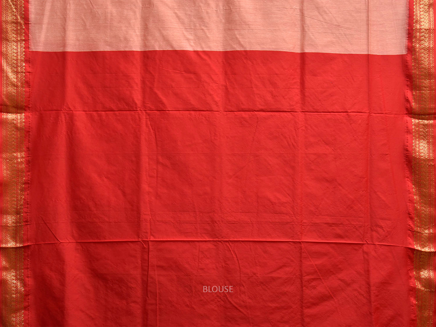 Light Peach and Red Gadwal Cotton Viscose Saree with Small Buta and Pallu Design g0568