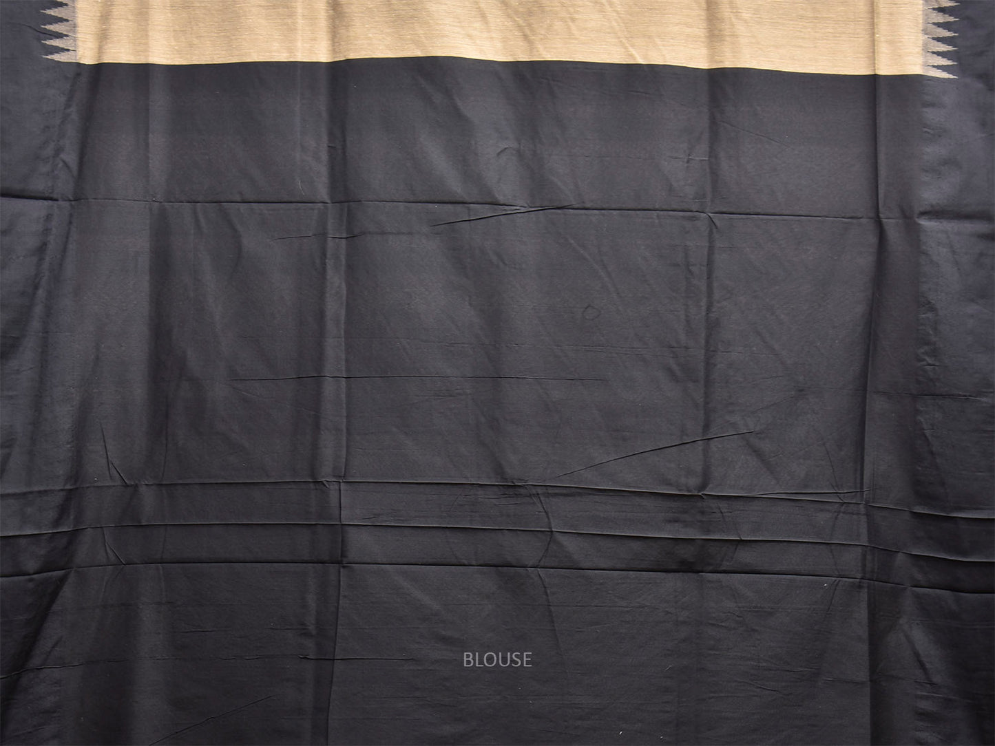 Cream and Black Gadwal Cotton Viscose Saree with Temple Border and Pallu Design g0578