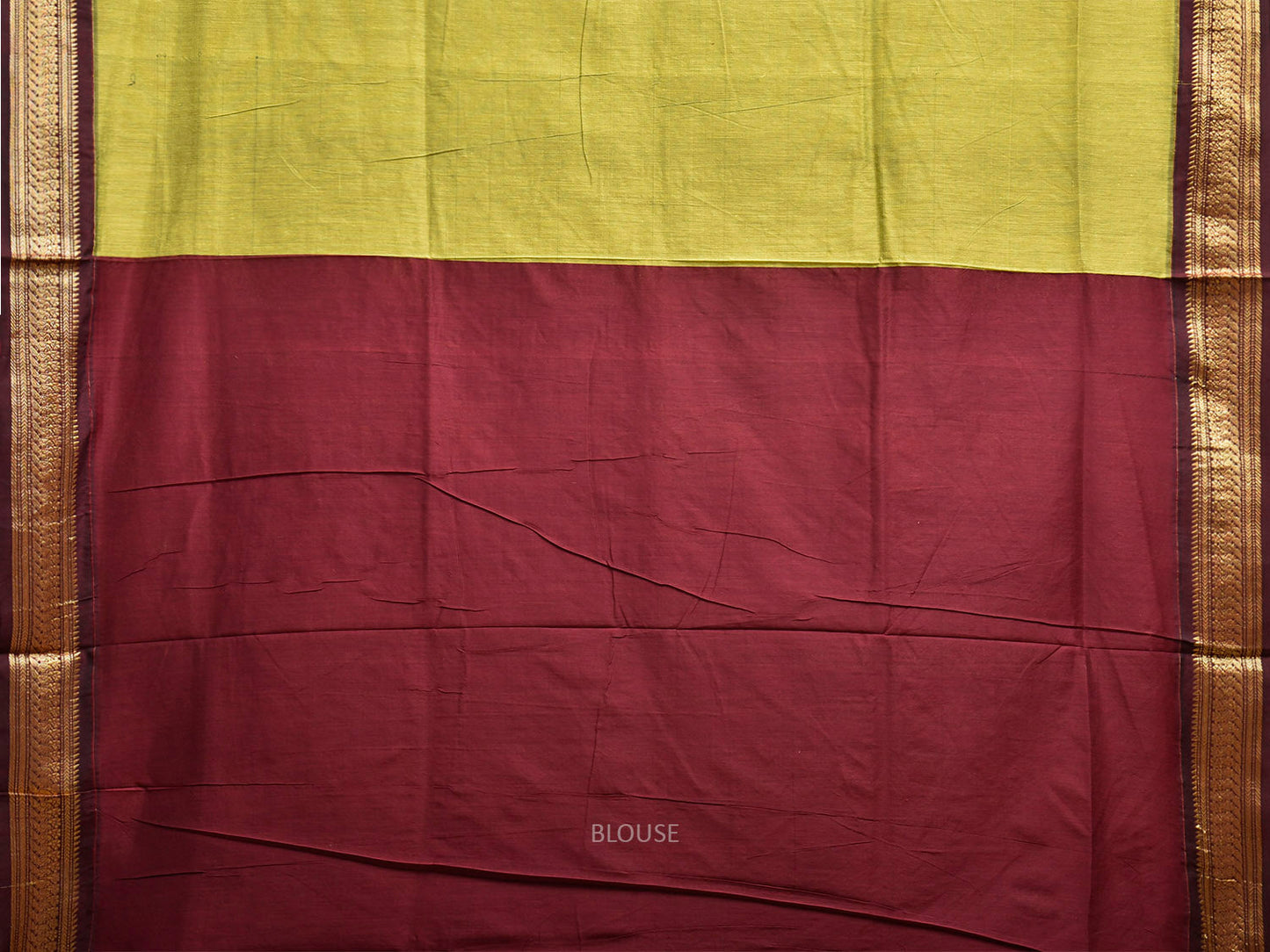 Light Green and Maroon Gadwal Cotton Viscose Saree with Border and Pallu Design g0579