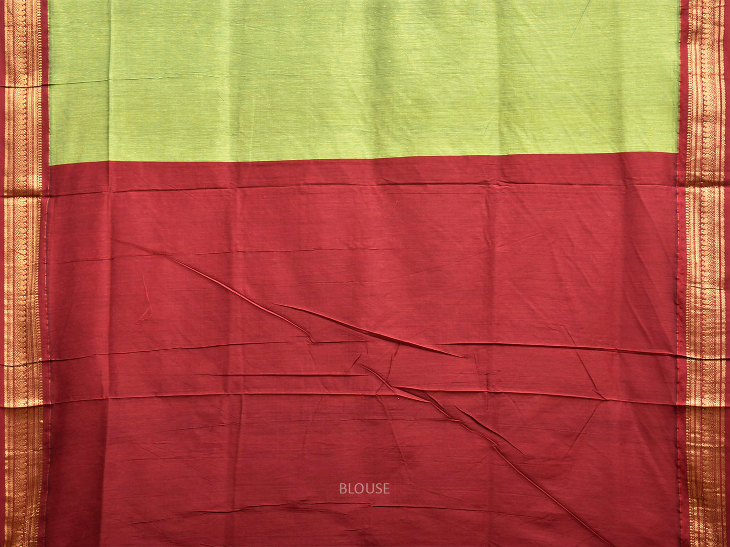 Light Green and Red Gadwal Cotton Viscose Saree with Border and Pallu Design g0583