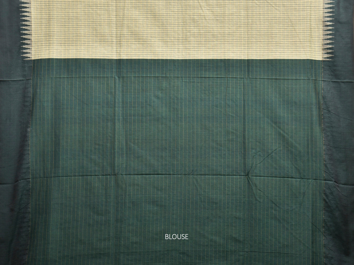 Sea Green and Green Gadwal Cotton Viscose Saree with Checks and Temple Border Design g0587