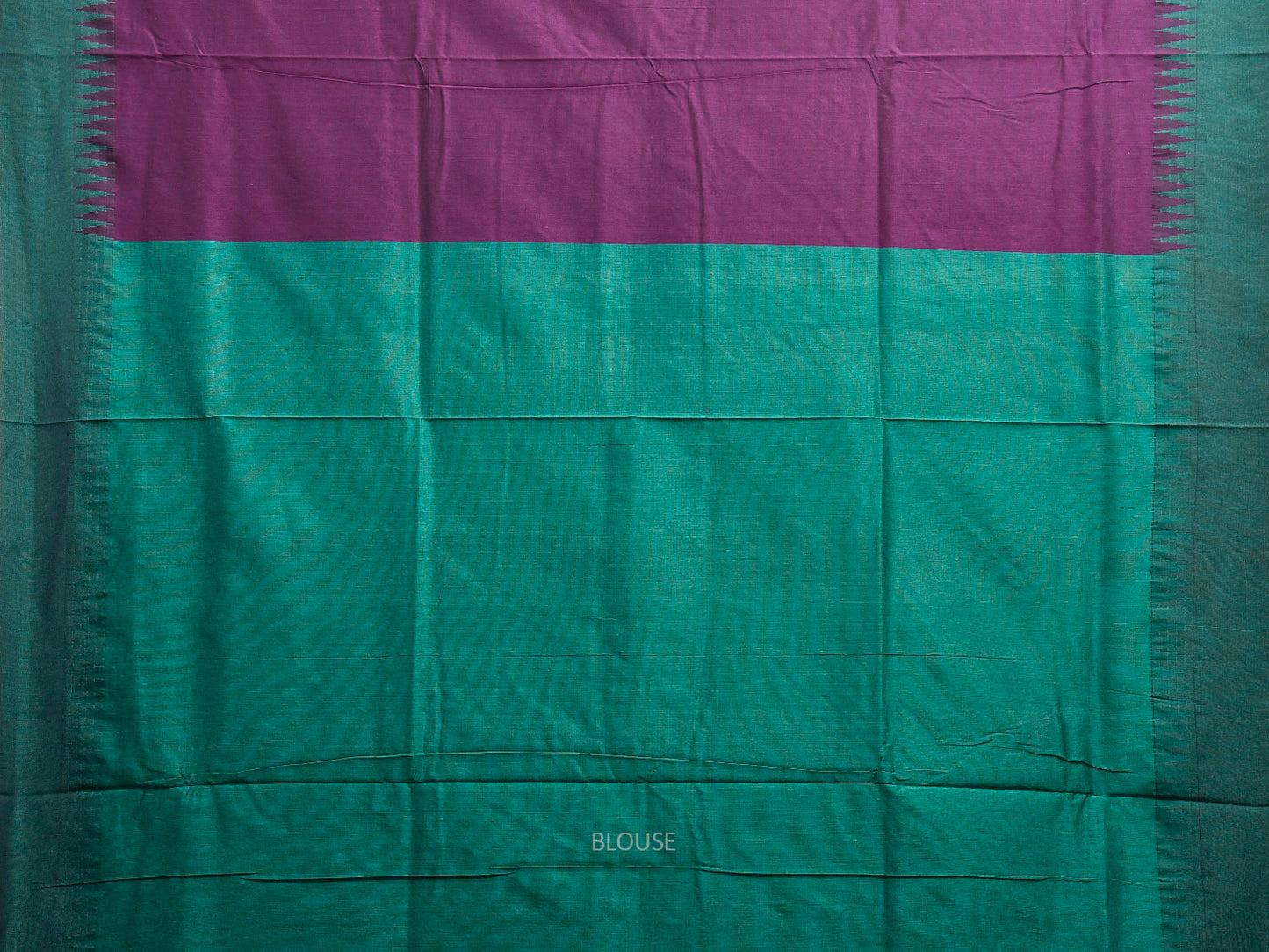 Purple and Green Gadwal Cotton Viscose Saree with Temple Border Design g0589