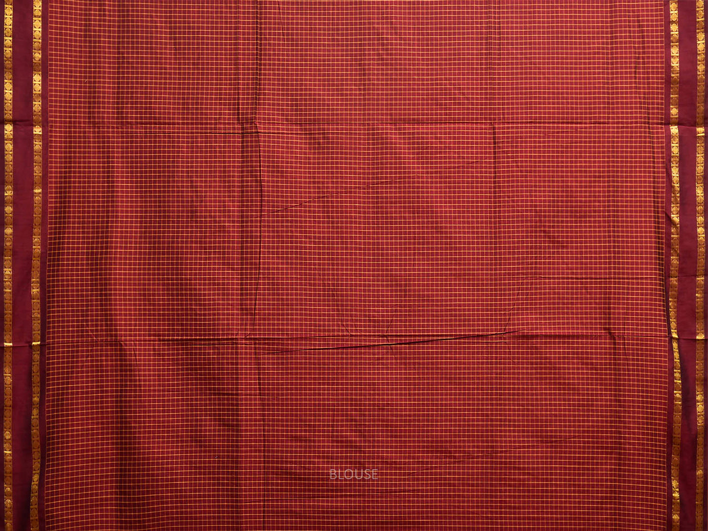 Dark Red Gadwal Cotton Viscose Saree with Checks and Body Border Design g0595