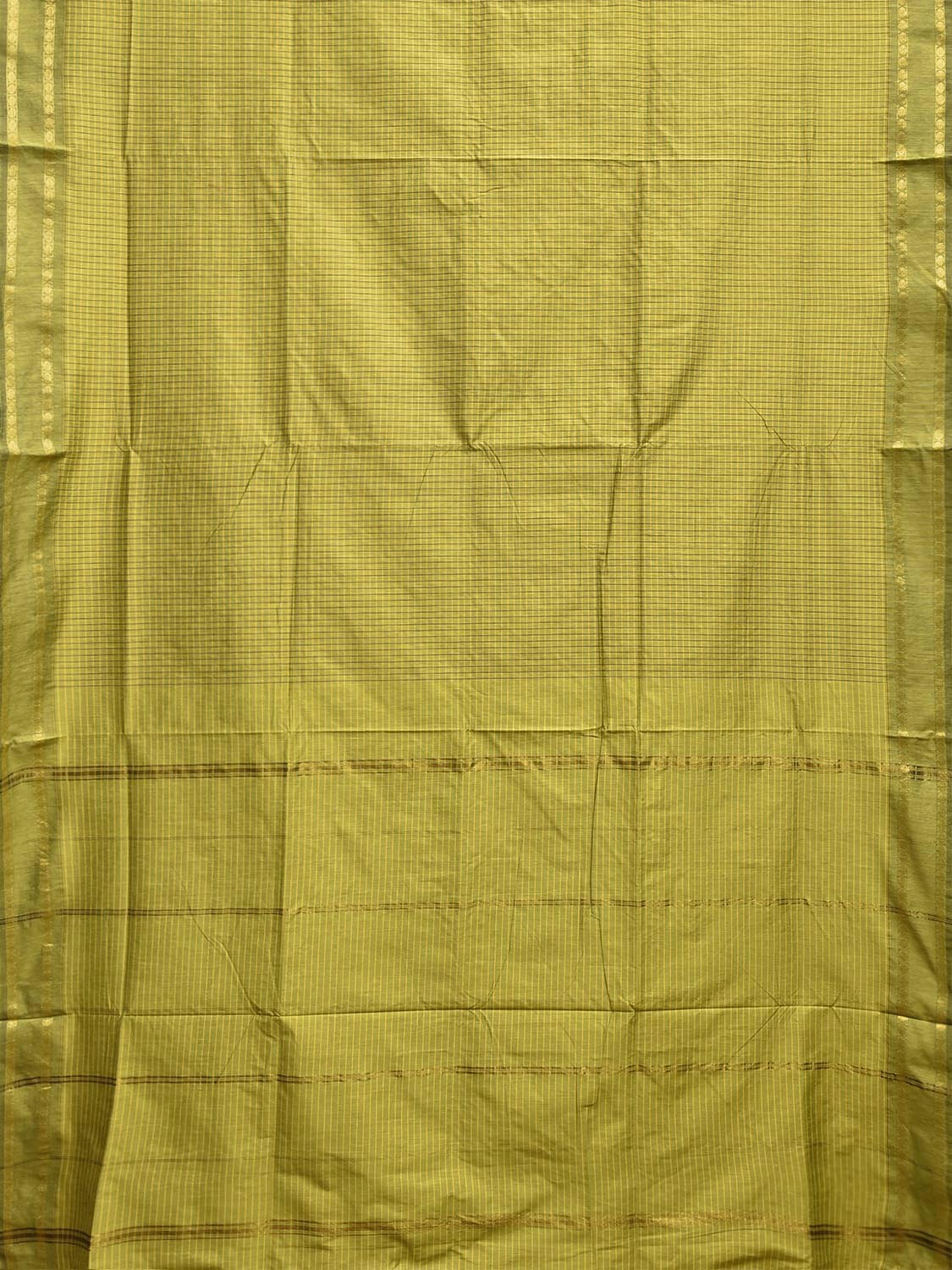 Light Green Gadwal Cotton Viscose Saree with Checks and Doby Border Design g0596