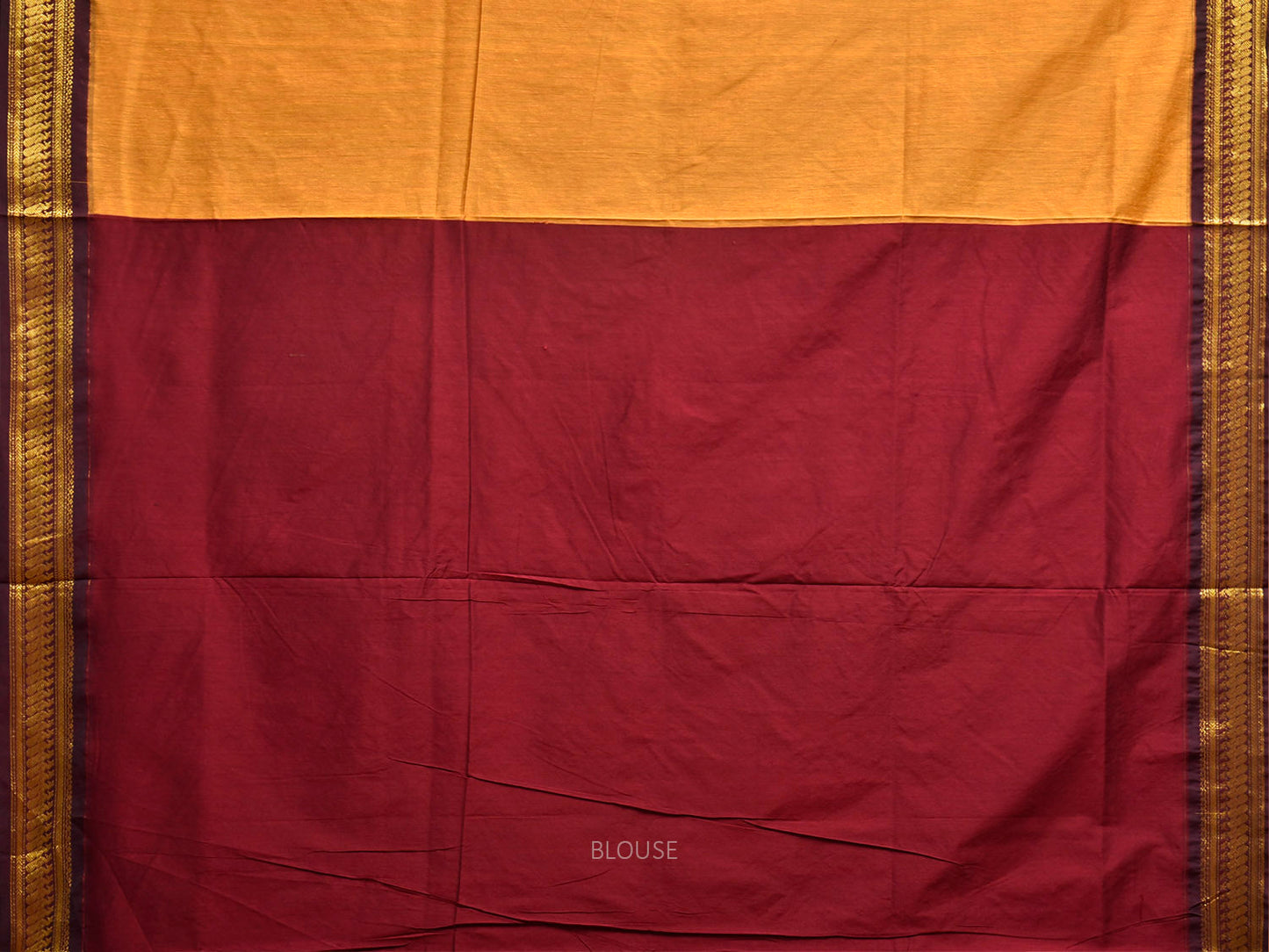 Yellow and Dark Red Gadwal Cotton Viscose Saree with Pallu Design g0599