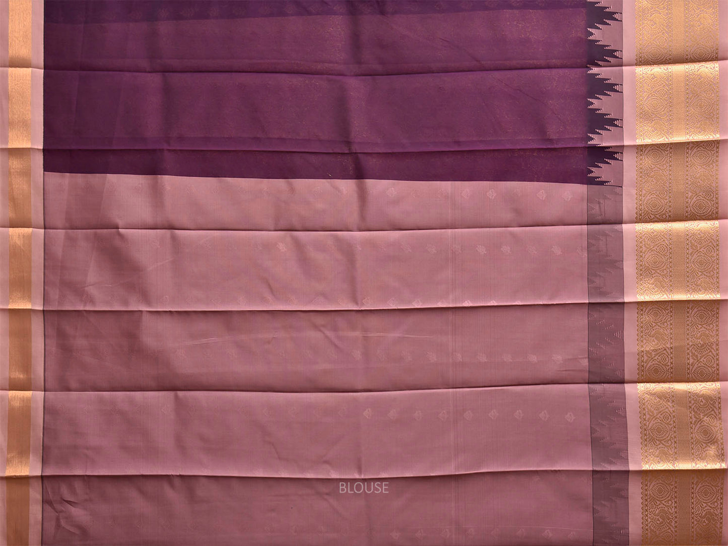 Purple and Light Pink Gadwal Cotton Viscose Saree with Temple Border and Pallu Design g0608