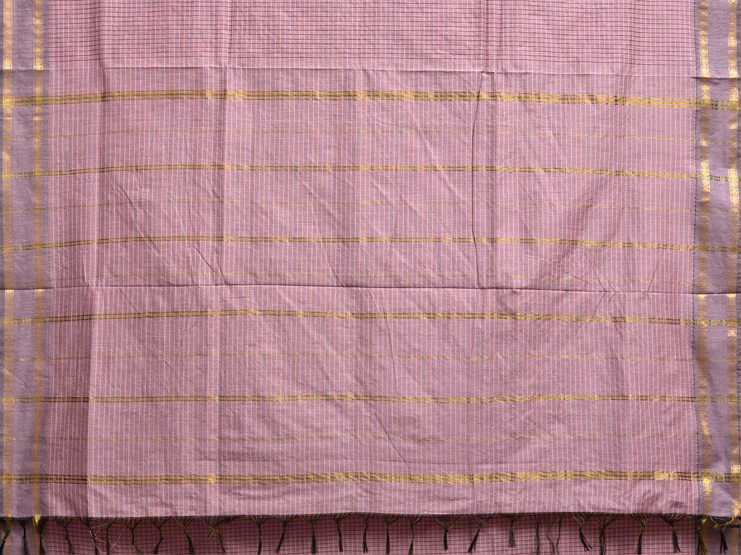Light Mauve Gadwal Cotton Viscose Saree with Checks and Body Border Design g0628