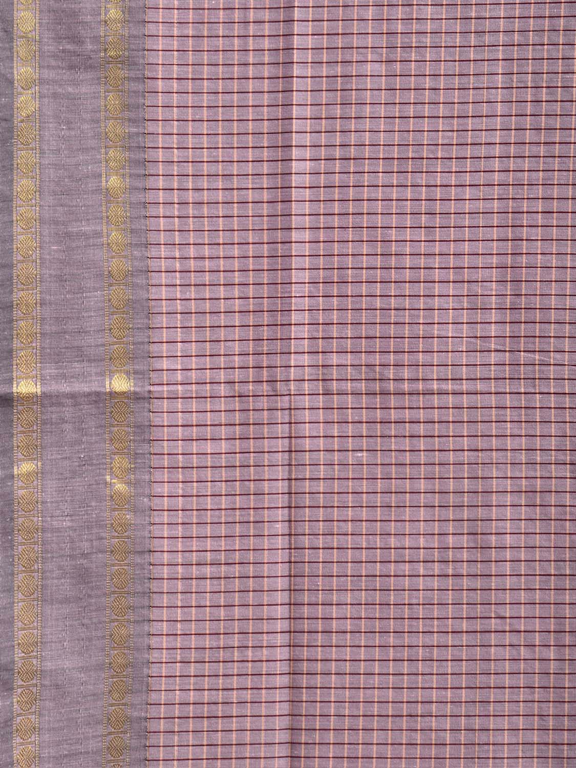 Light Mauve Gadwal Cotton Viscose Saree with Checks and Body Border Design g0628