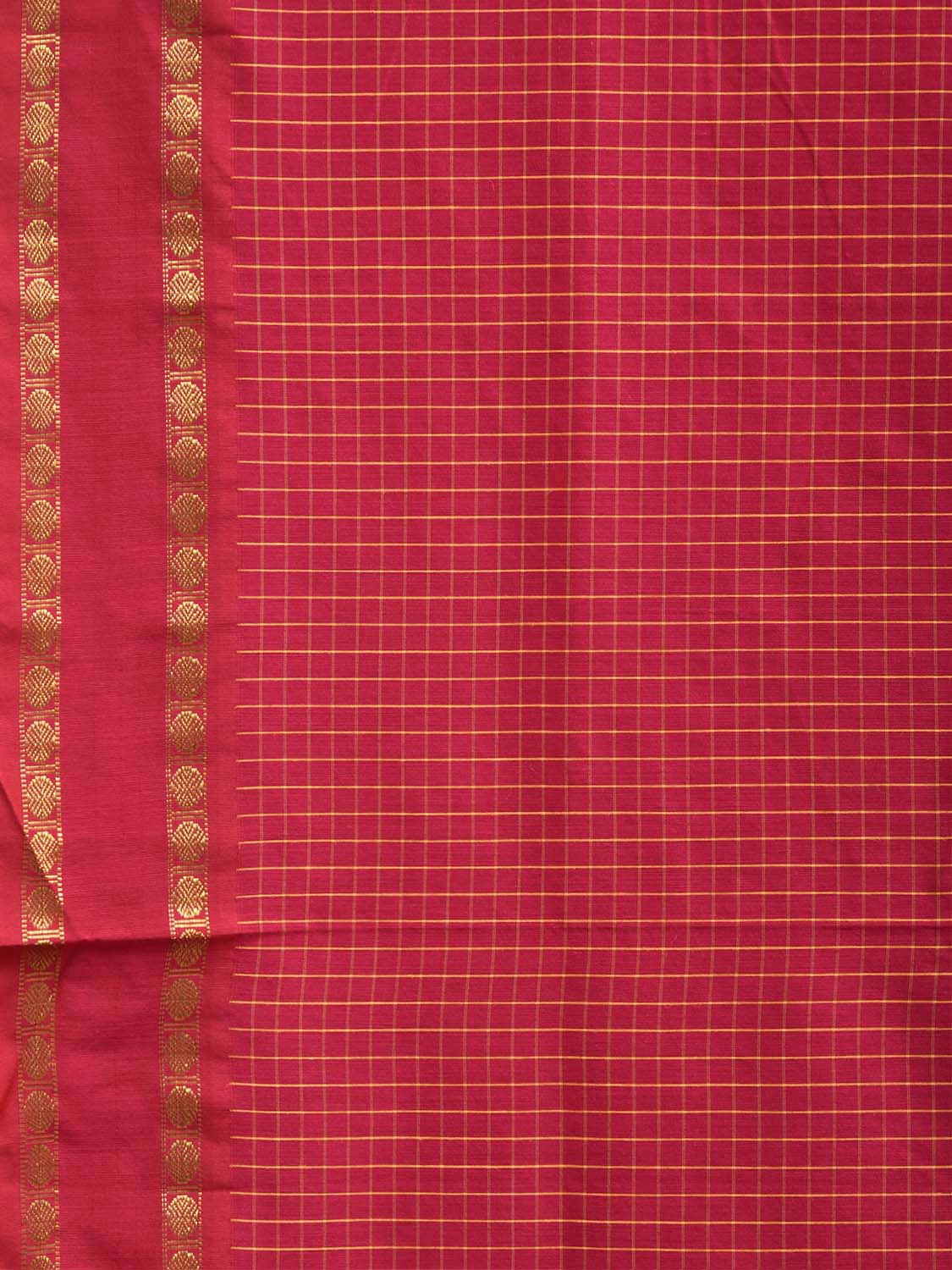 Red Gadwal Cotton Viscose Saree with Checks and Body Border Design g0629