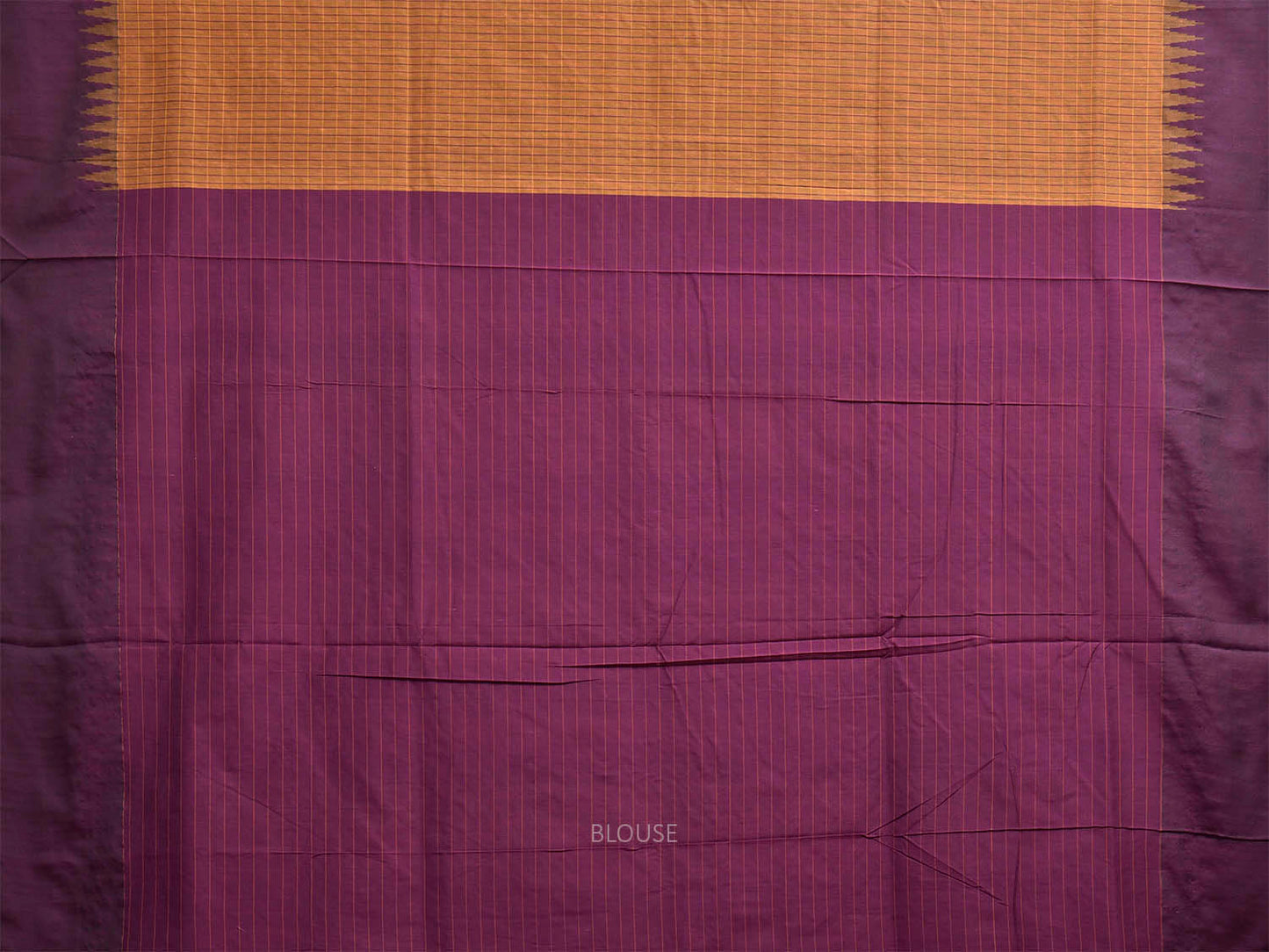 Dark Orange and Purple Gadwal Cotton Viscose Saree with Checks and Pallu Design g0630