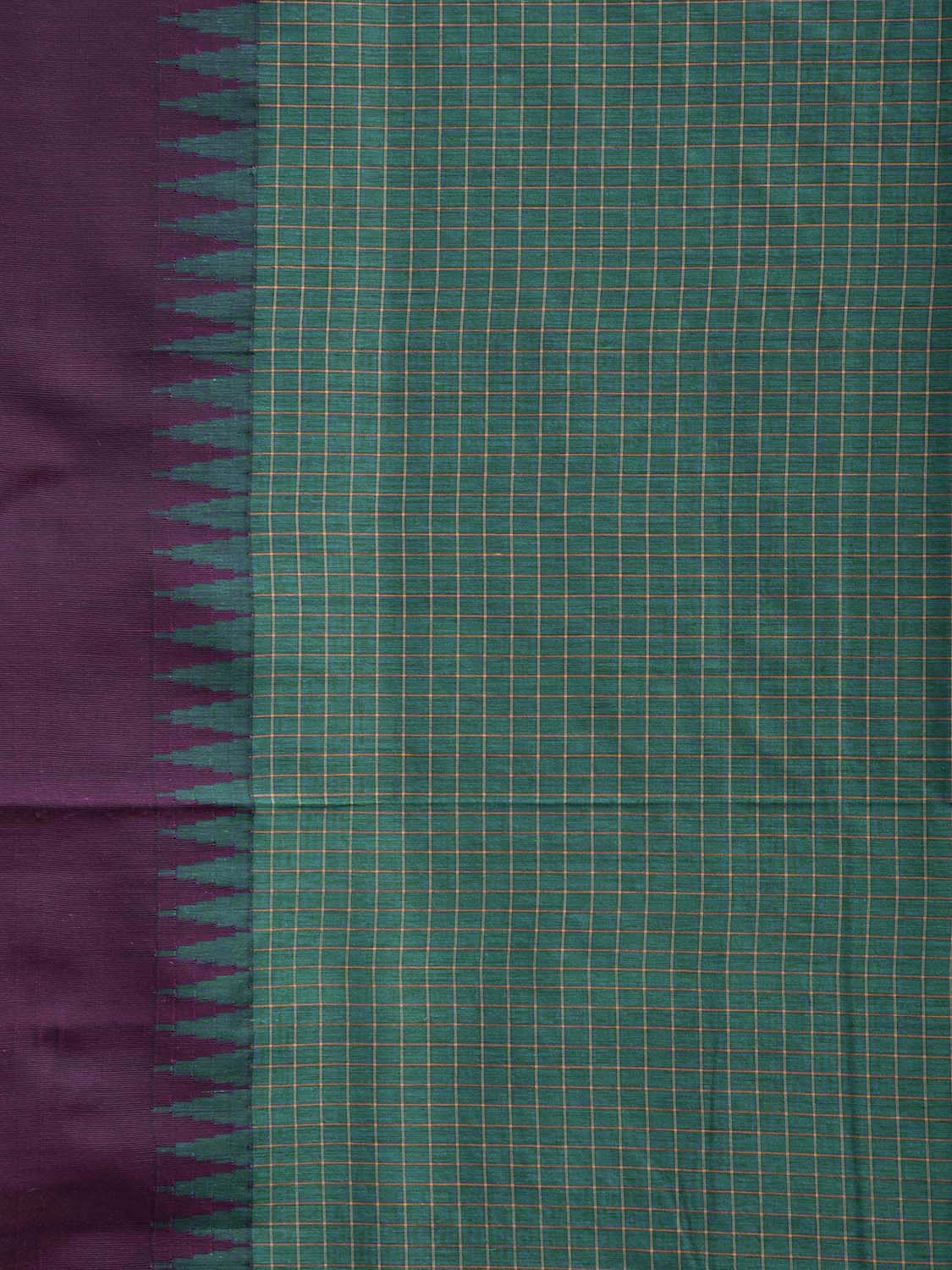 Teal and Purple Gadwal Cotton Viscose Saree with Checks and Pallu Design g0632