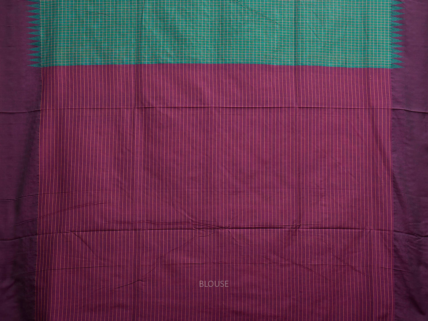 Teal and Purple Gadwal Cotton Viscose Saree with Checks and Pallu Design g0632