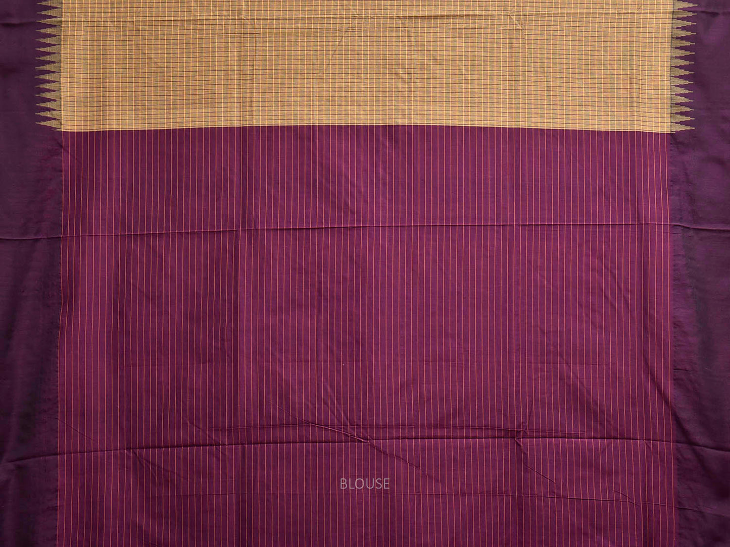 Light Yellow and Purple Gadwal Cotton Viscose Saree with Checks and Pallu Design g0633