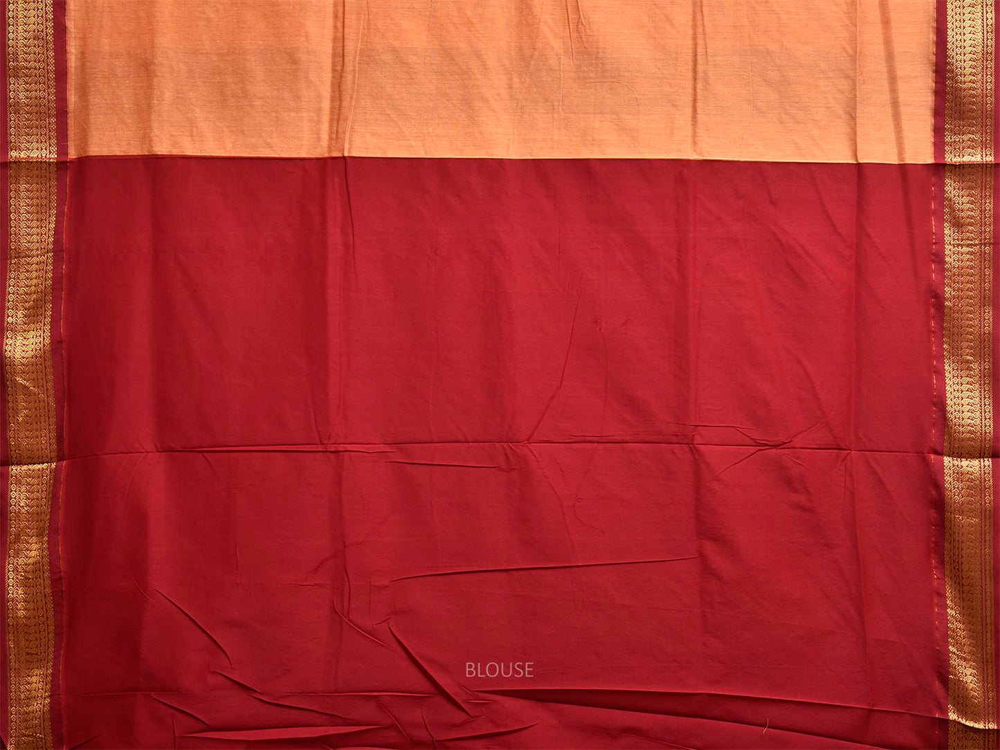 Light Orange and Dark Red Gadwal Cotton Viscose Saree with Pallu Design g0634