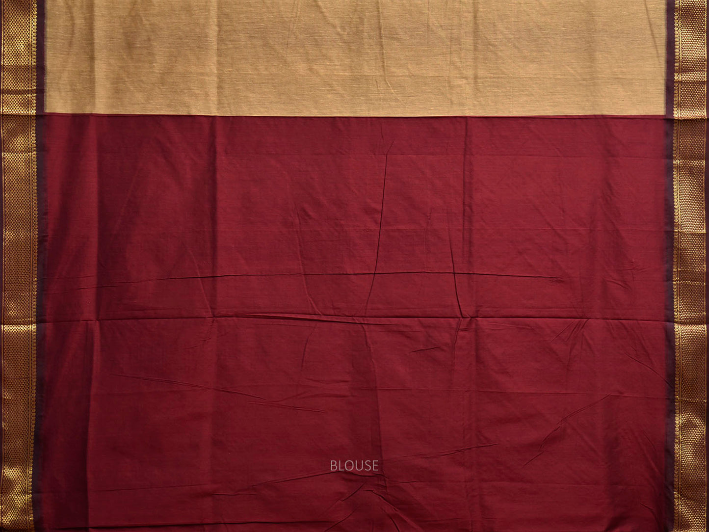 Cream and Maroon Gadwal Cotton Viscose Saree with Pallu Design g0635