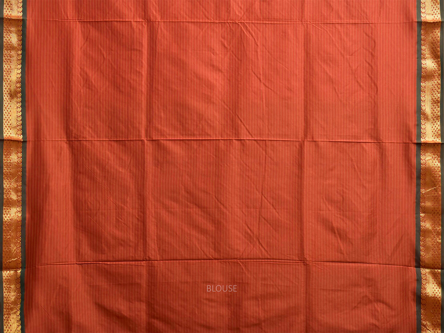Rust and Olive Gadwal Viscose Saree with Strips Design g0637