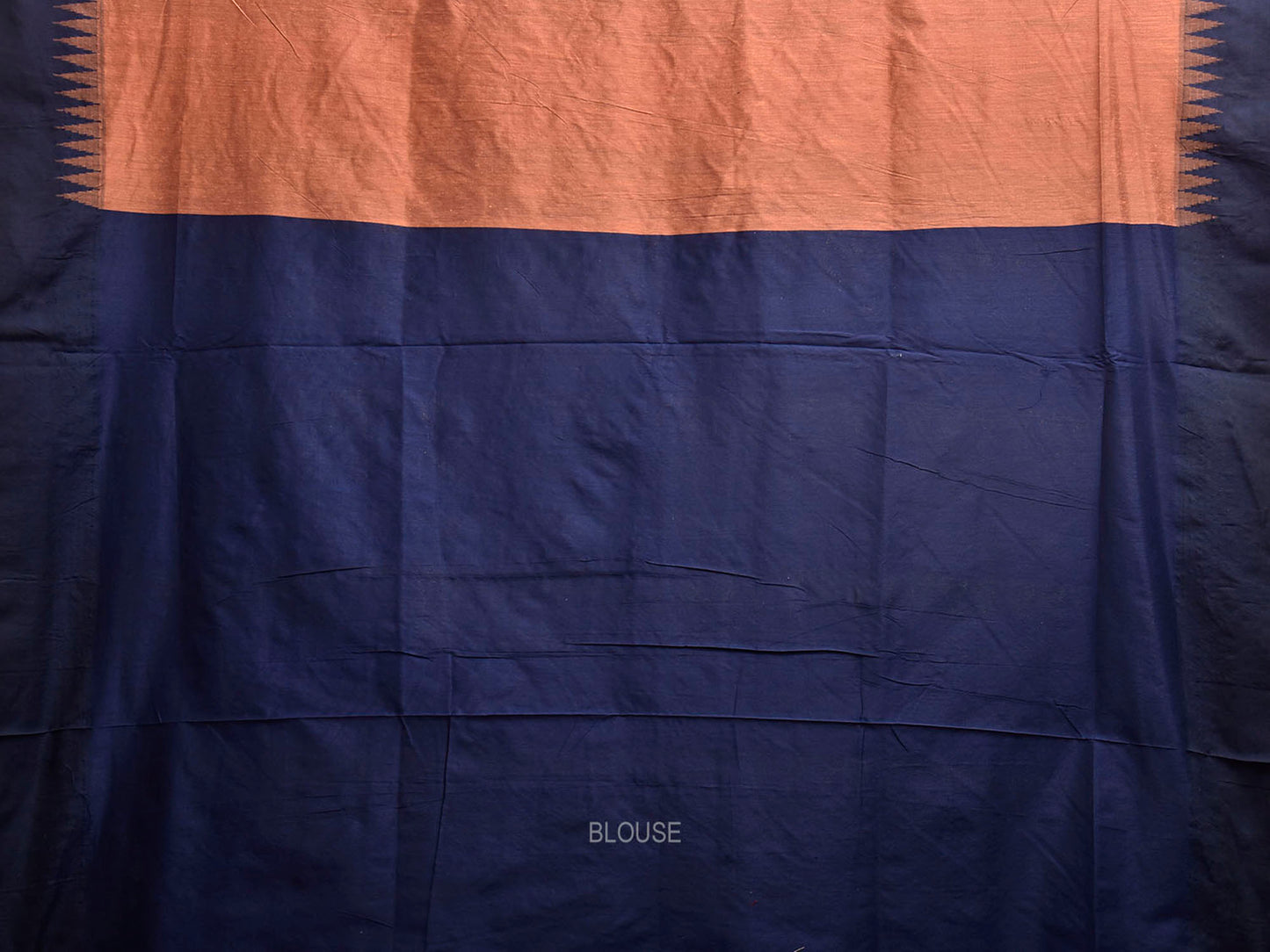 Fawn and Navy Gadwal Cotton Viscose Saree with Pallu Design g0650