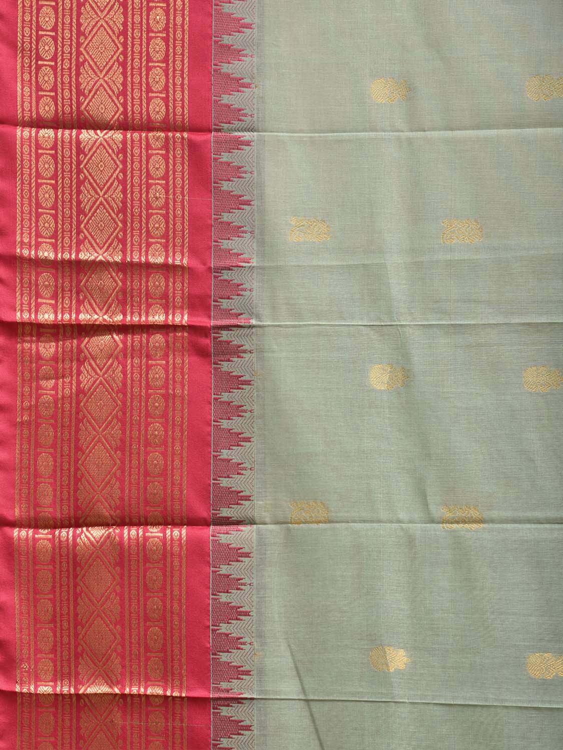 Sea Green and Pink Gadwal Cotton Viscose Saree with Body Buta and Pallu Design No Blouse g0653