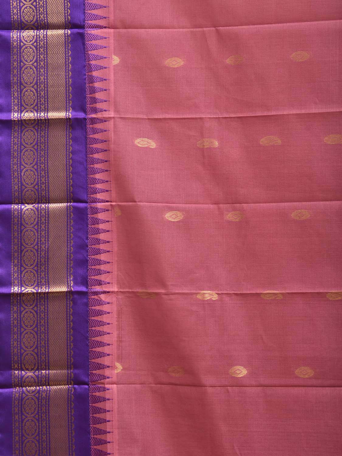 Pink and Purple Gadwal Cotton Viscose Saree with Body Buta and Pallu Design No Blouse g0658