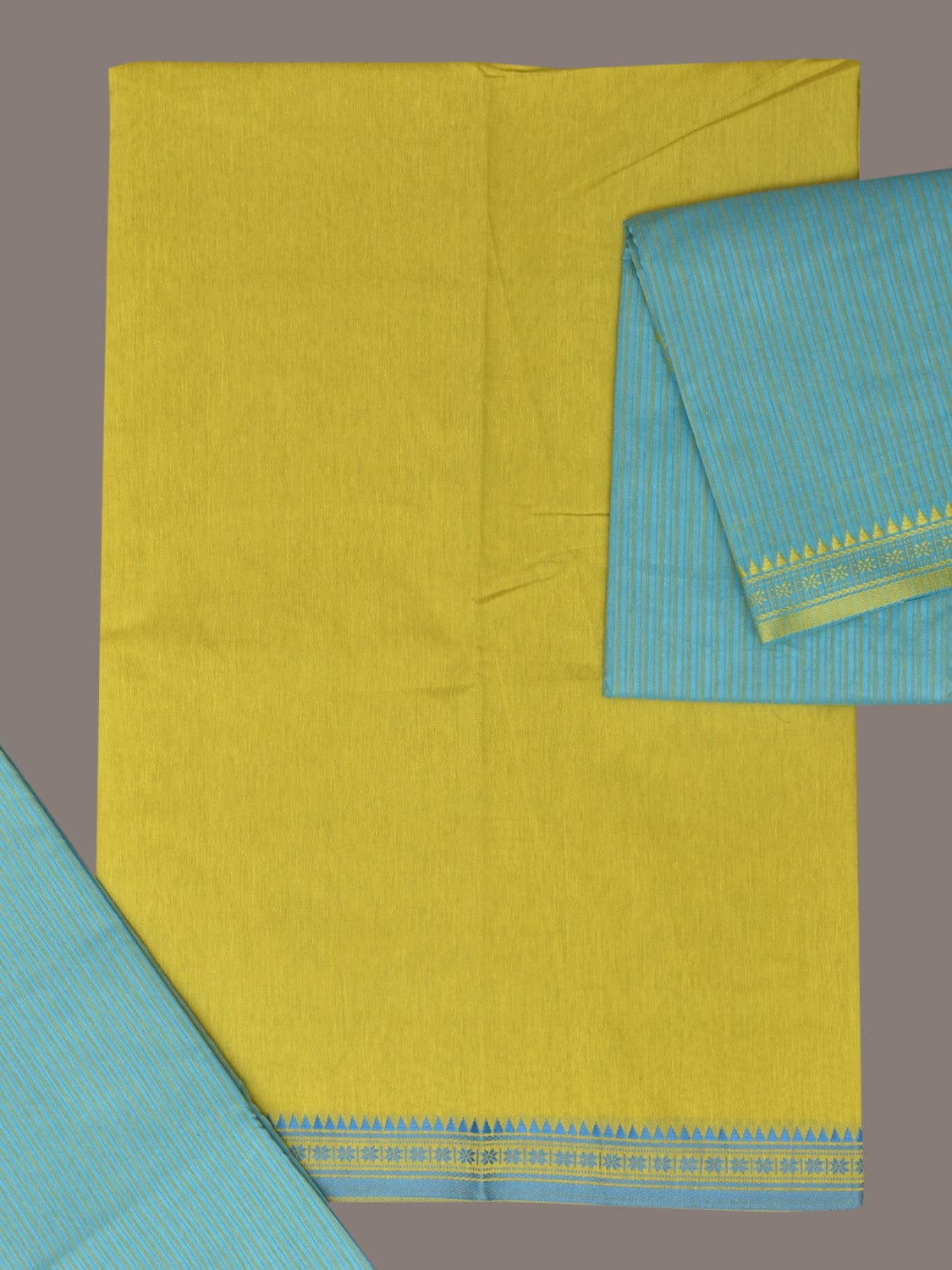 Green and Light Blue Bamboo Cotton Dress Material with Strips Dupatta and Plain Top and Bottom Design dm0046