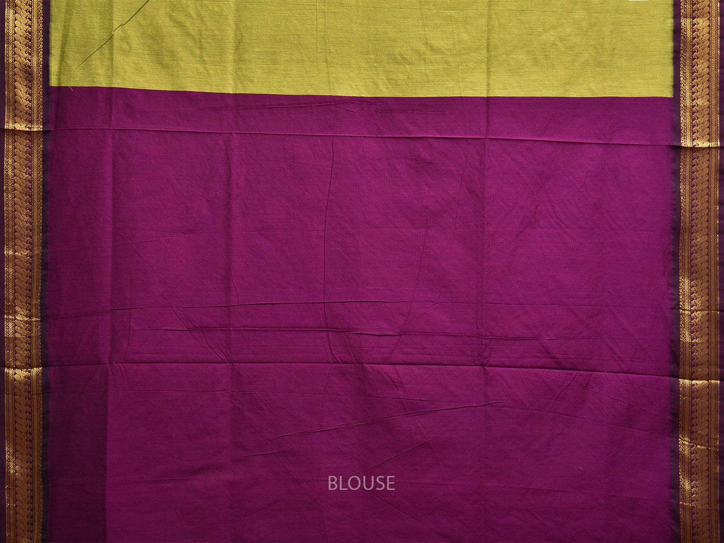 Green and Purple Gadwal Cotton Saree with Pallu and Border Design g0442