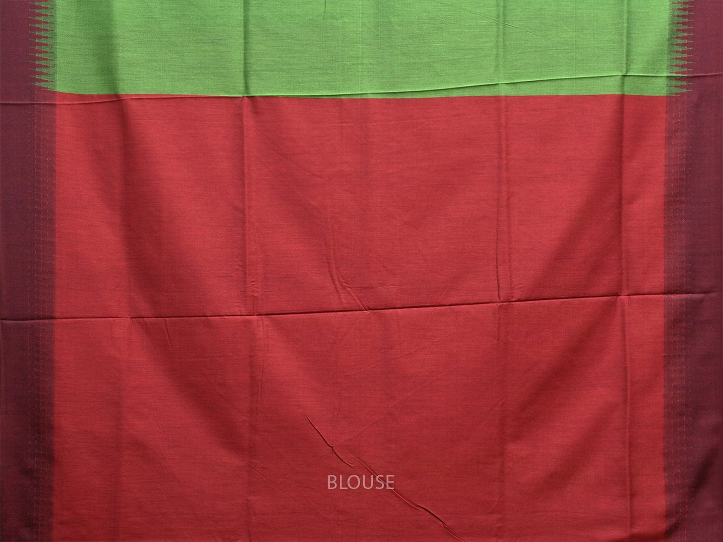 Green and Red Gadwal Cotton Saree with Pallu and Border Design g0445