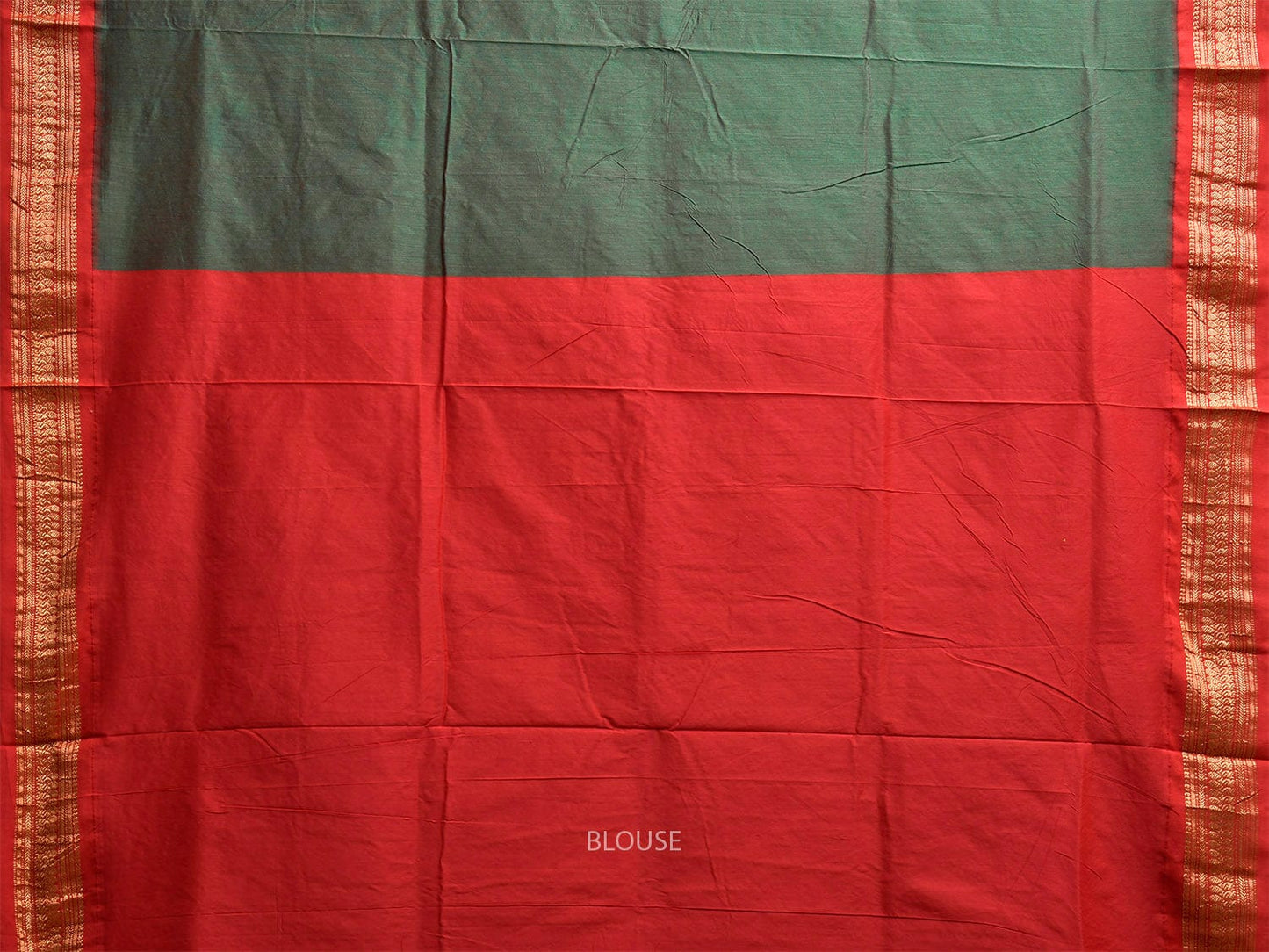 Green and Red Gadwal Cotton Viscose Saree with Border and Pallu Design g0475