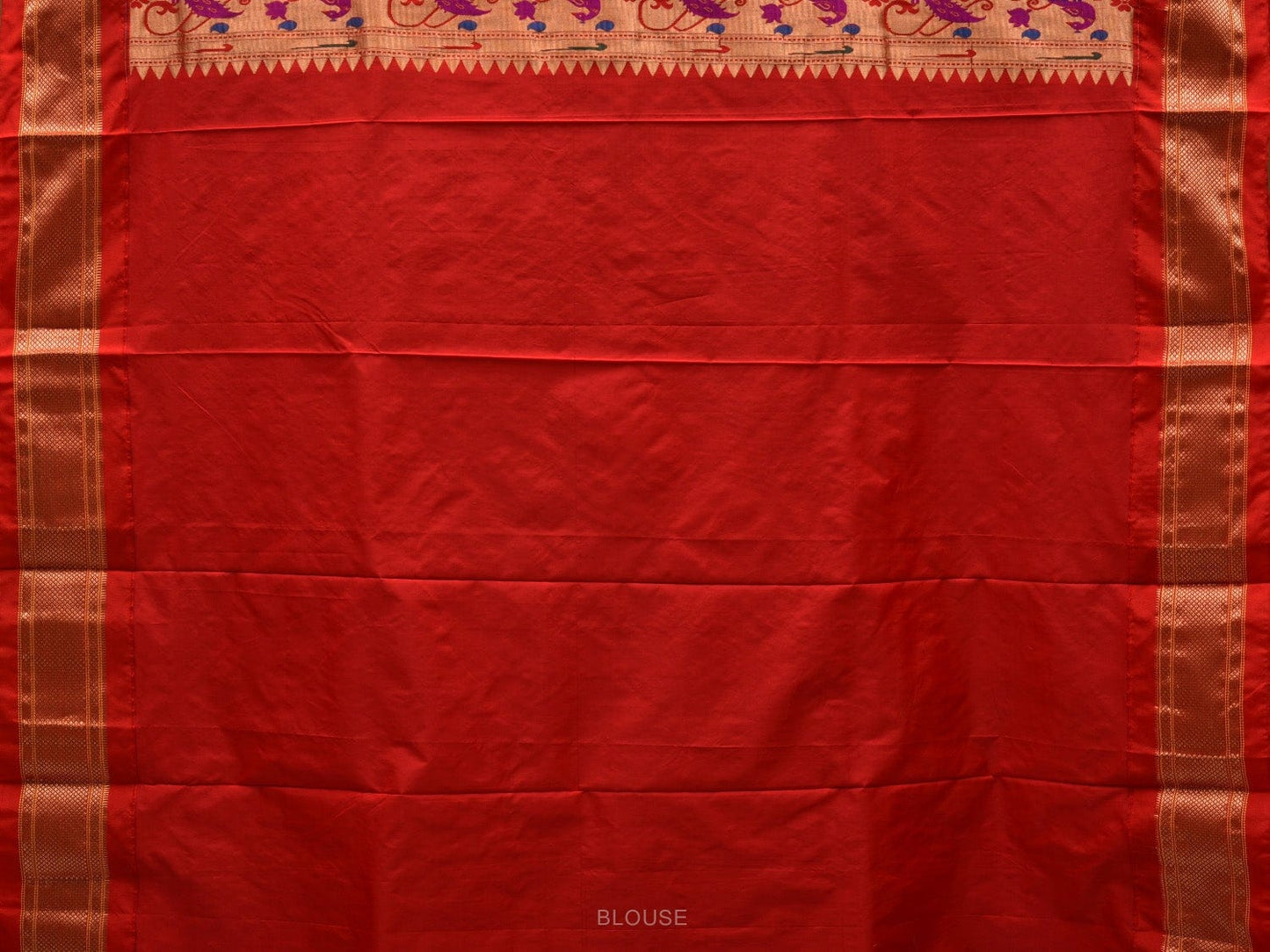 Green and Red Paithani Silk Handloom Saree with Pallu Design p0414