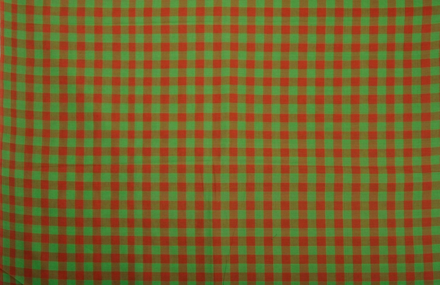 Green And Rust Cotton Fabric With Checks Design F0009