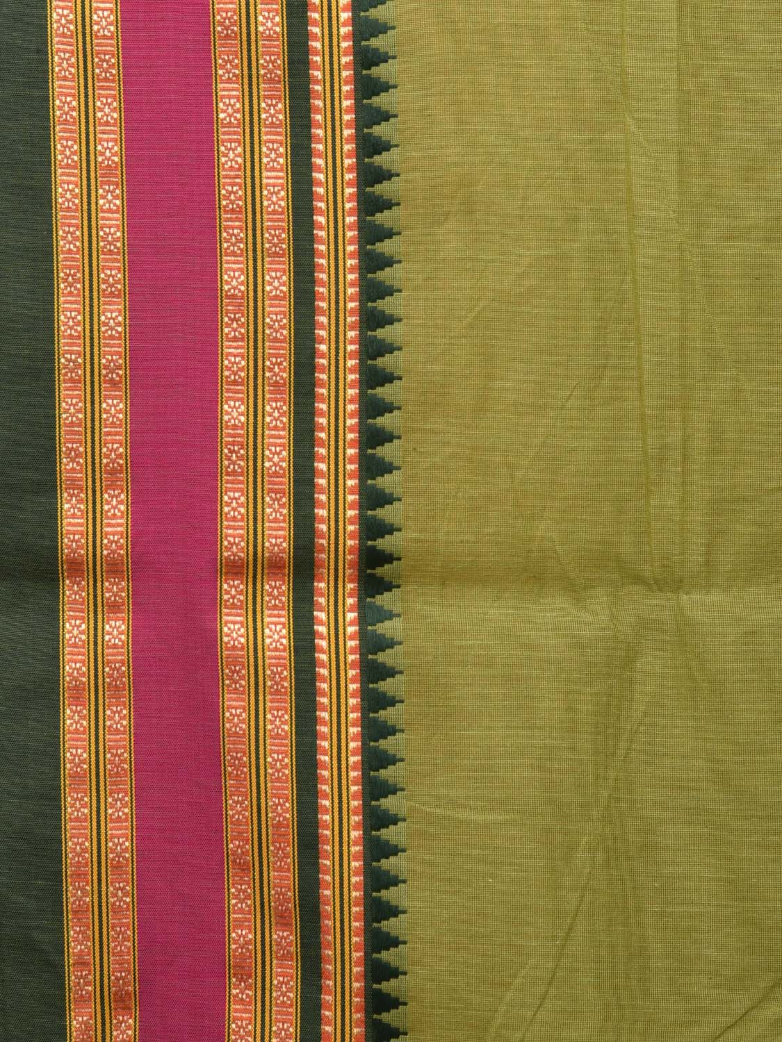 Green Bamboo Cotton Plain Saree with Border Design bc0084