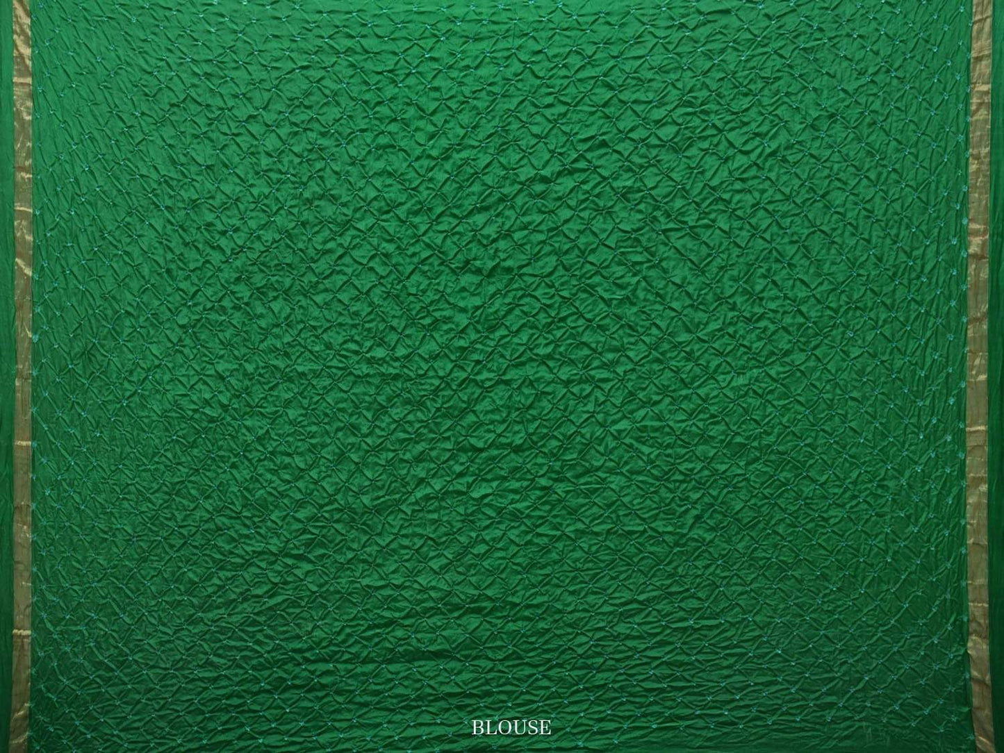 Green Bandhani Kanchipuram Silk Handloom Saree with Middle Brocade Design bn0196
