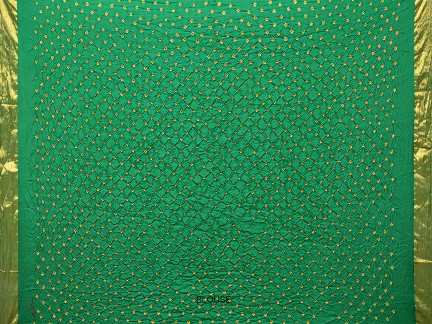 Green Bandhani Uppada Silk Handloom Saree with Diagonal Design bn0179