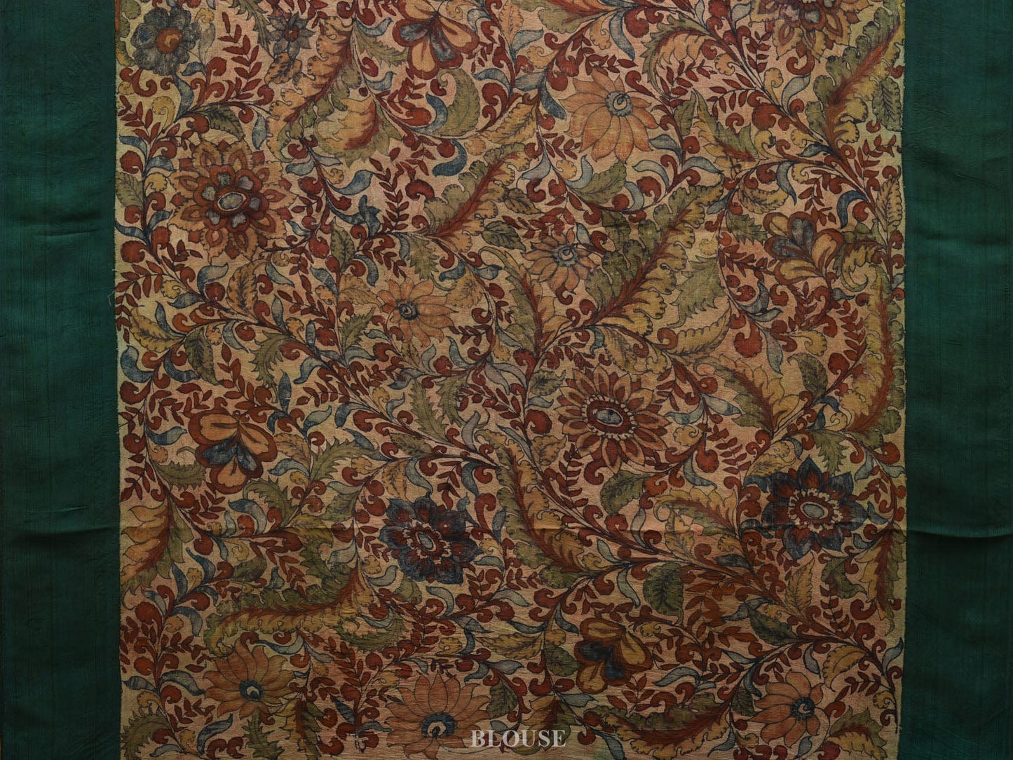 Green Kalamkari Hand Painted Gadwal Silk Handloom Saree with Floral Design KL0636