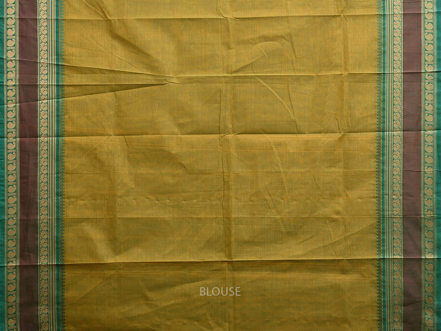 Green Kanchipuram Cotton Saree with Strips Pallu and Border Design k0794