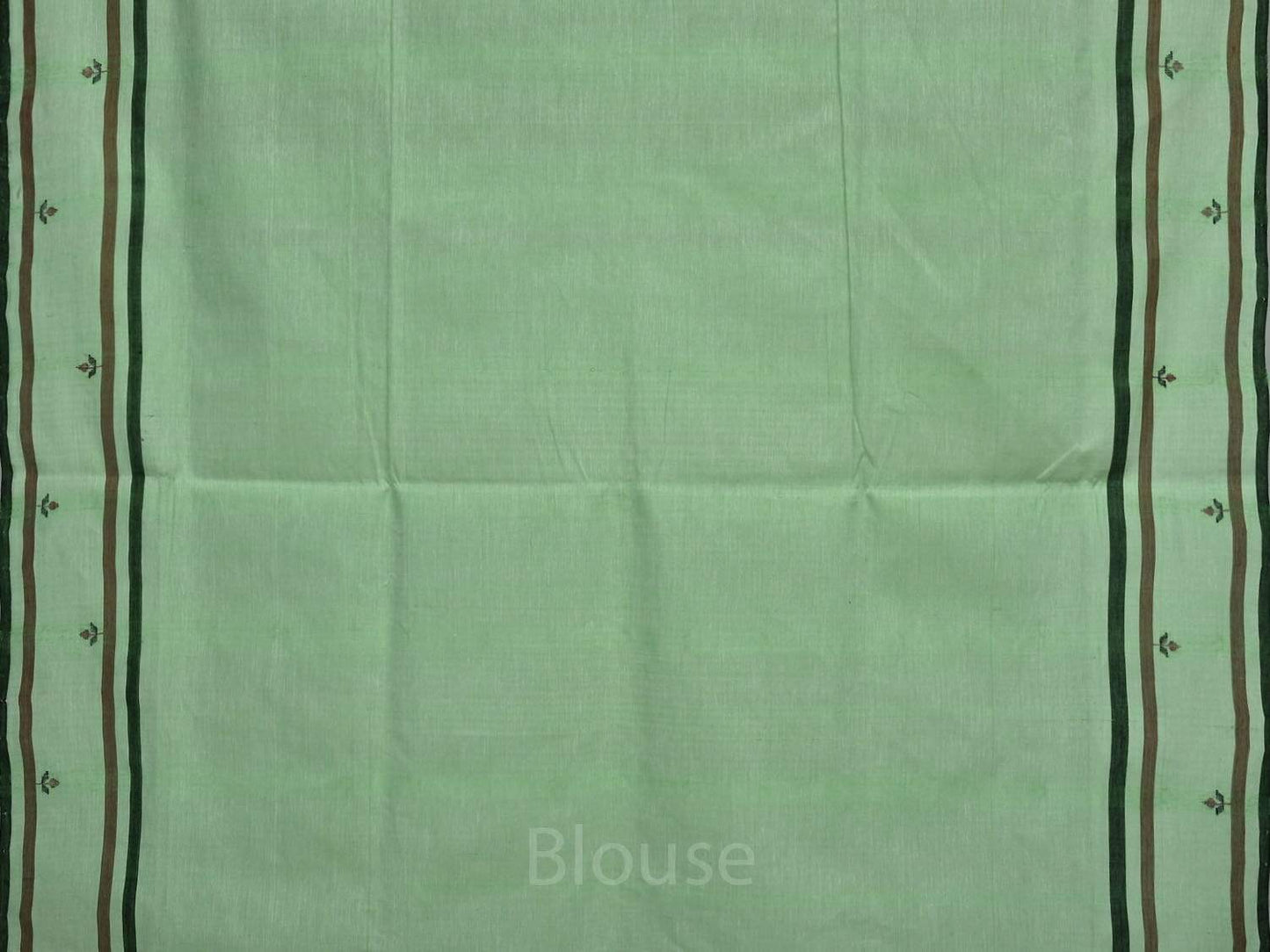 Green Khadi Cotton Handloom Saree with Jamdani Buta Design kh0451