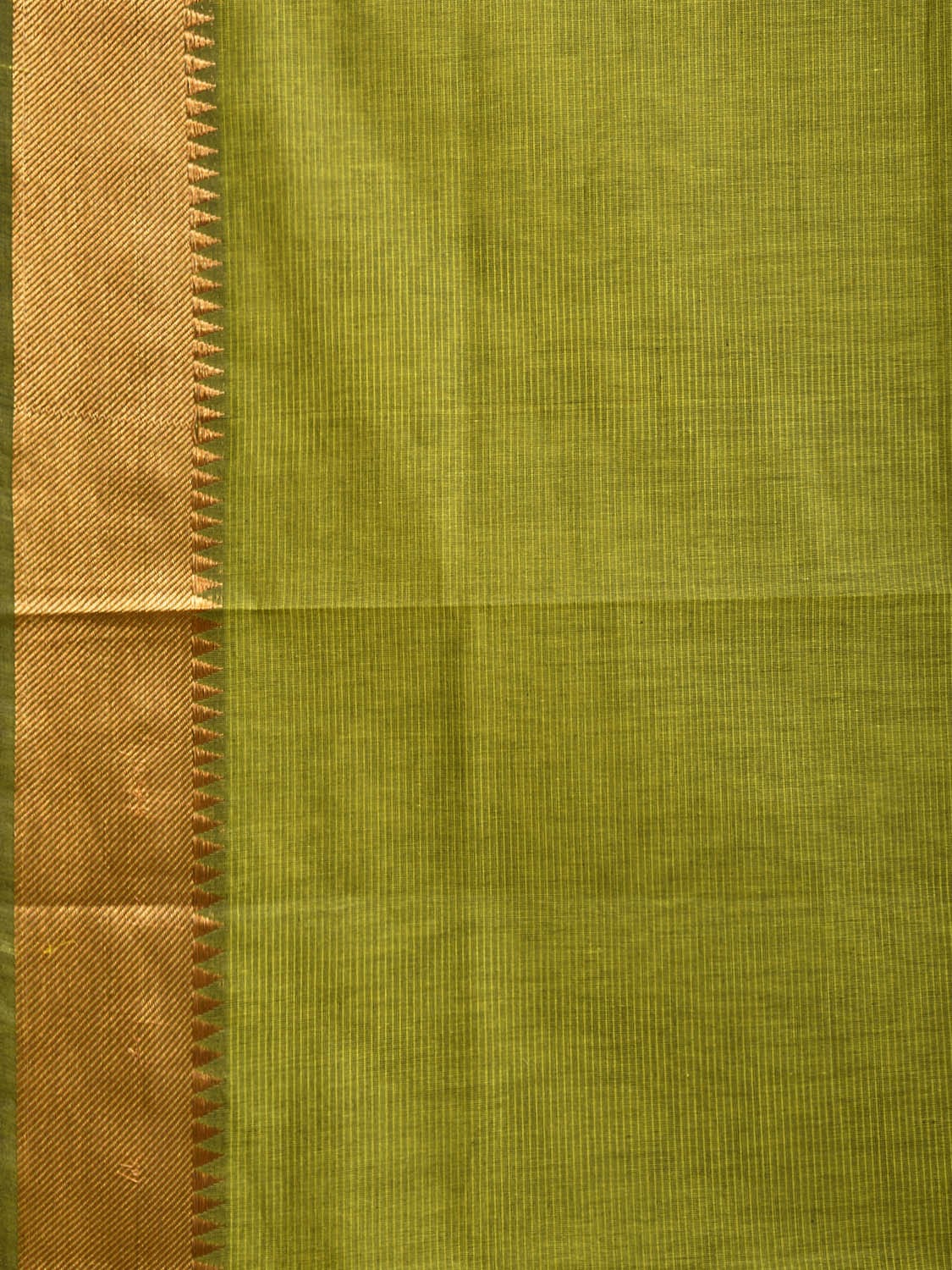 Green Mangalgiri Cotton Handloom Saree with Strips Design and Small Temple Border Design No Blouse mn0100