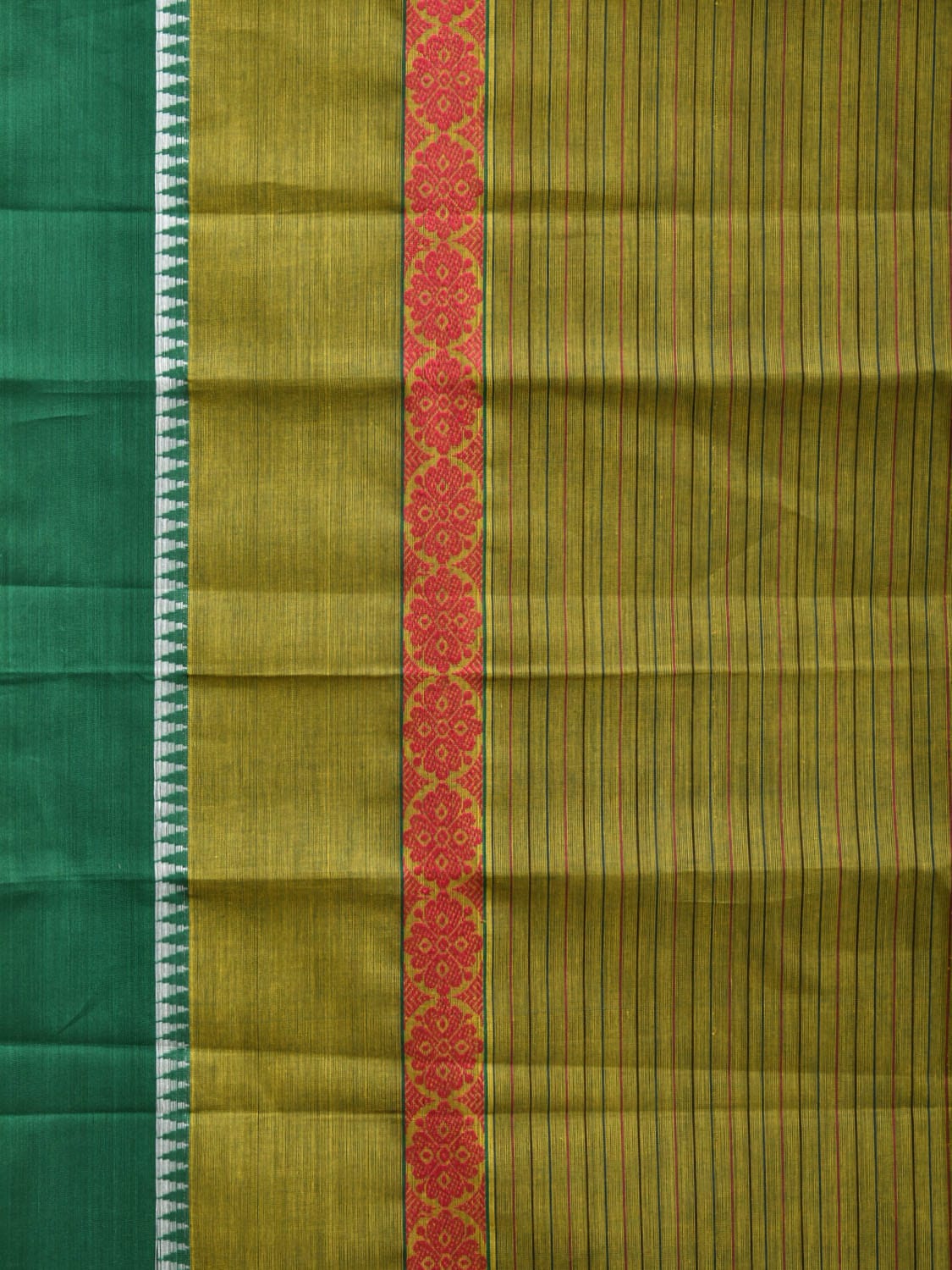 Green Narayanpet Cotton Handloom Saree with Big Border Design No Blouse np0842