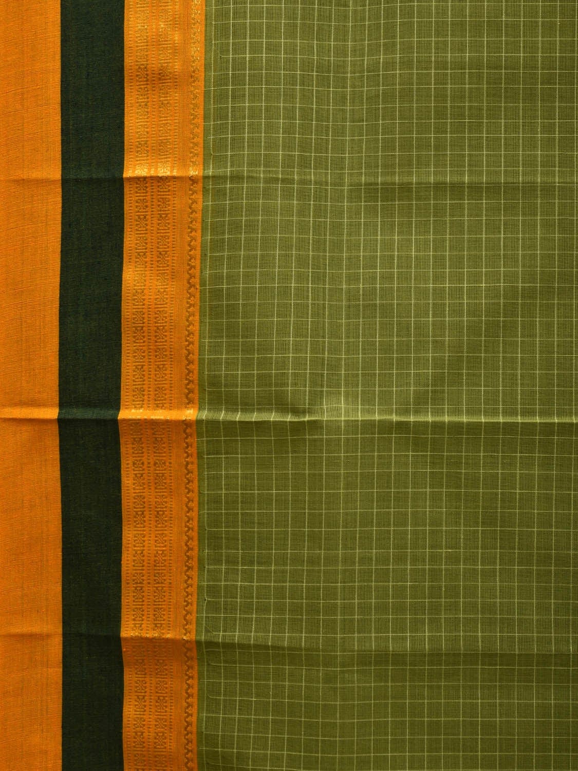 Green Narayanpet Cotton Handloom Saree with Checks Design No Blouse np0526
