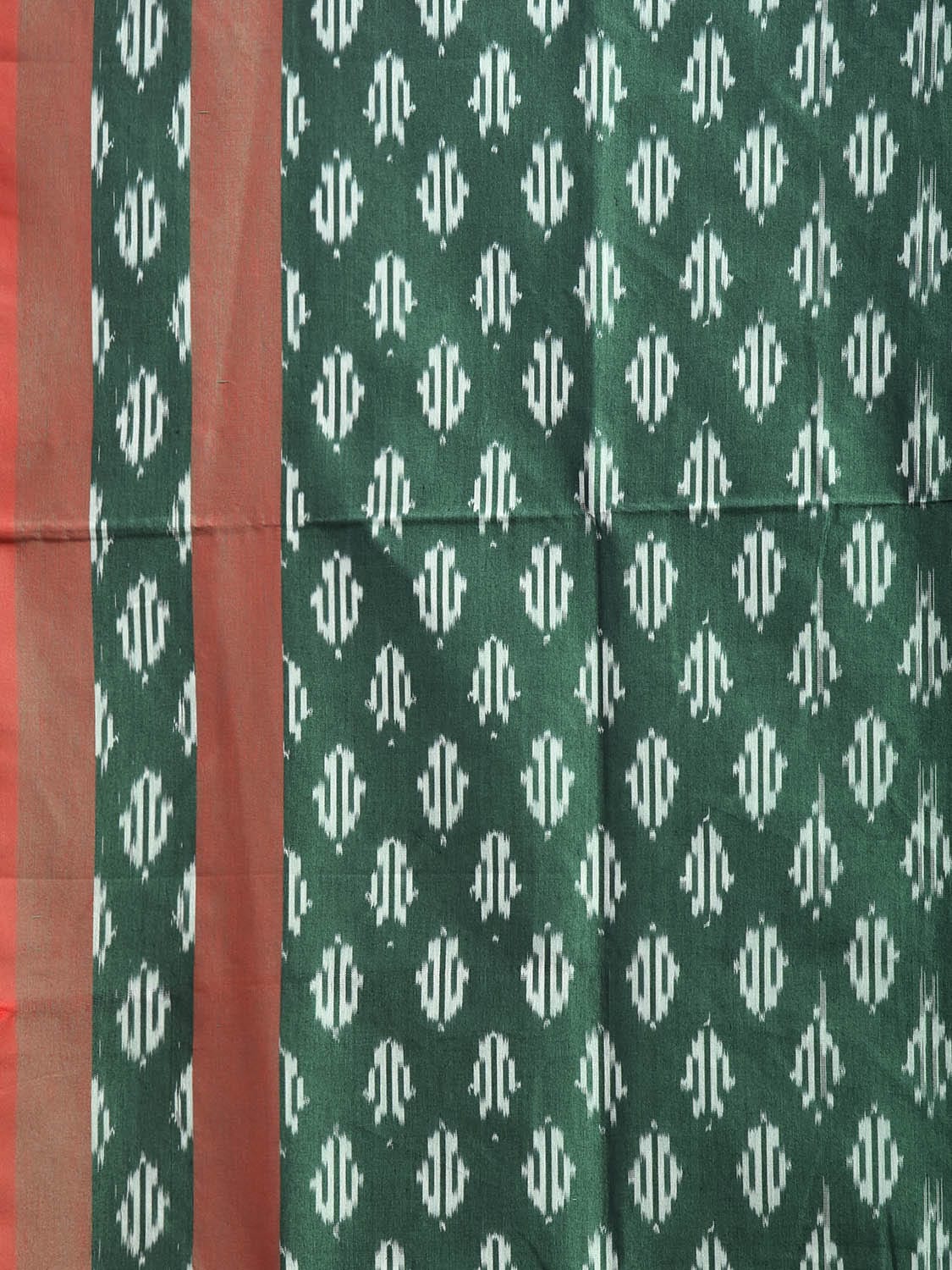 Green Pochampally Ikat Cotton Handloom Saree with All Over Buta Design No Blouse i0978