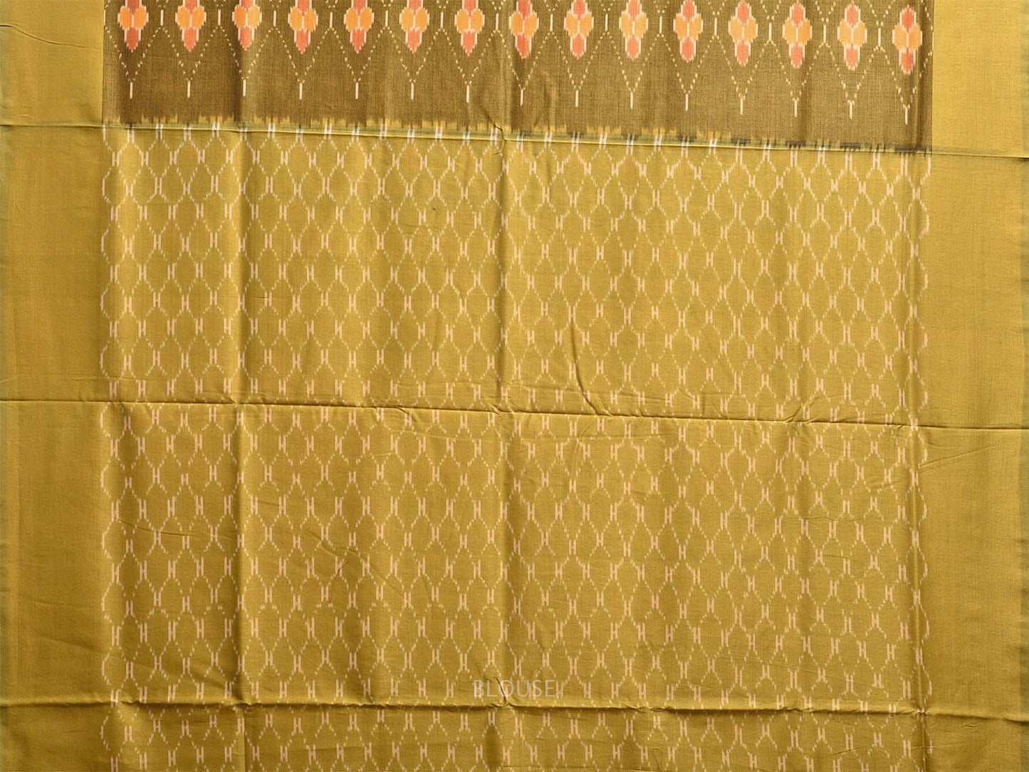 Green Pochampally Ikat Cotton Handloom Saree with All Over Grill Body and Pallu Design i0894