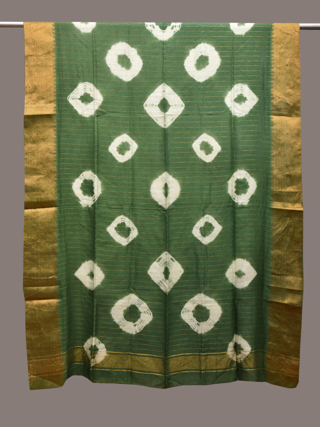 Green Shibori Sico Dupatta with Circles and Strips Design ds3623