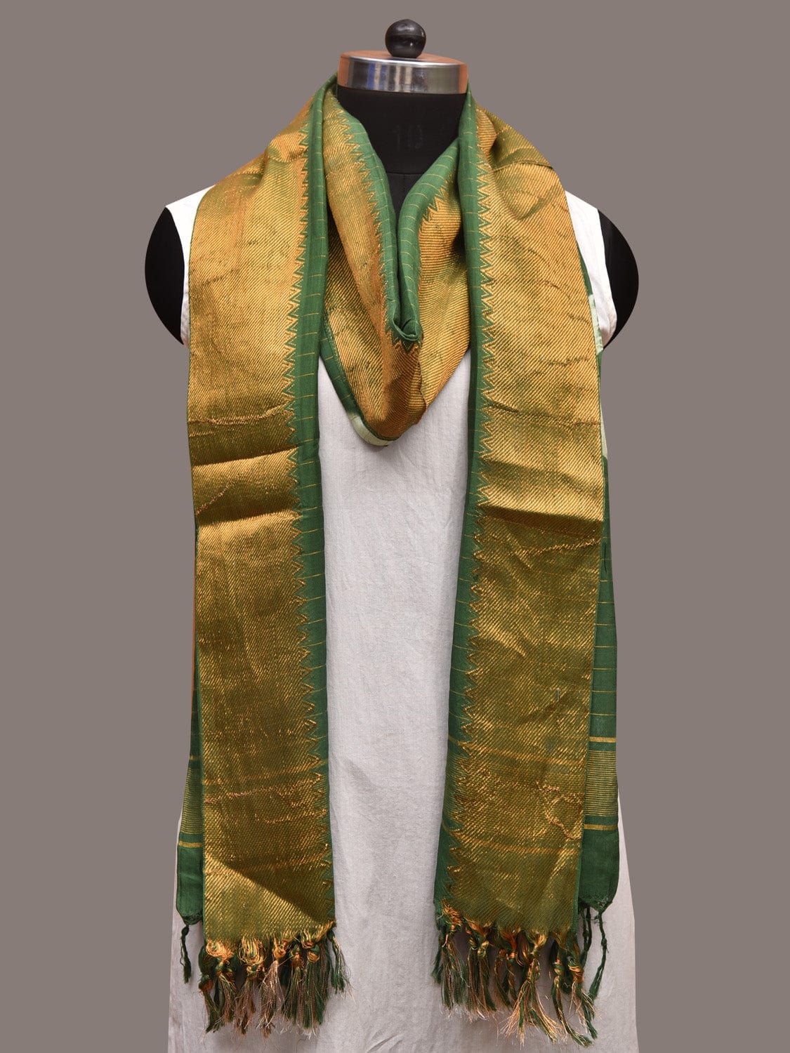 Green Shibori Sico Dupatta with Circles and Strips Design ds3623