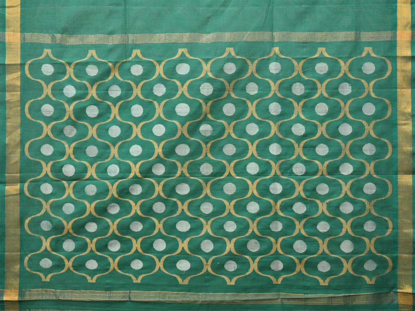 Green Uppada Cotton Handloom Saree with Grill Pallu Design u2166