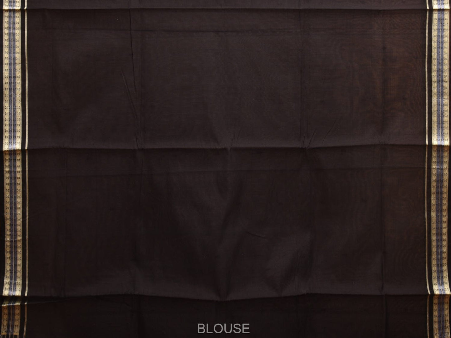 Grey and Black Ikat Cotton Silk Handloom Plain Saree with Pallu Design i0864