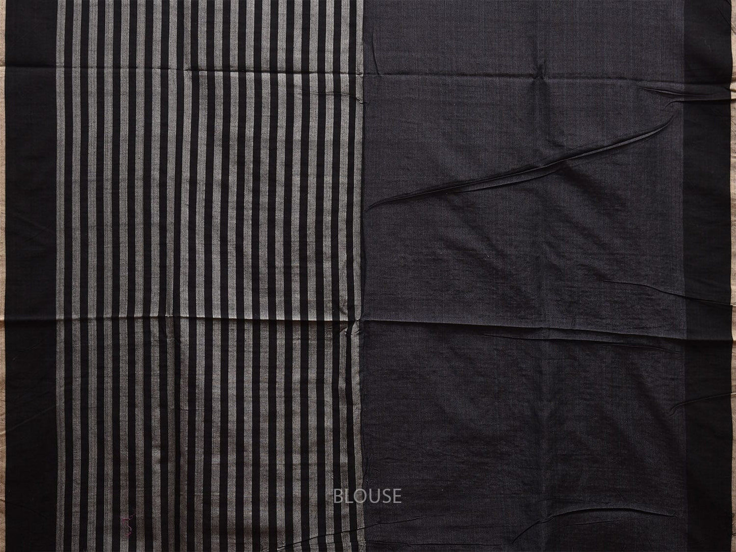 Grey and Black Tussar Saree with Strips Body and Pallu Design o0554
